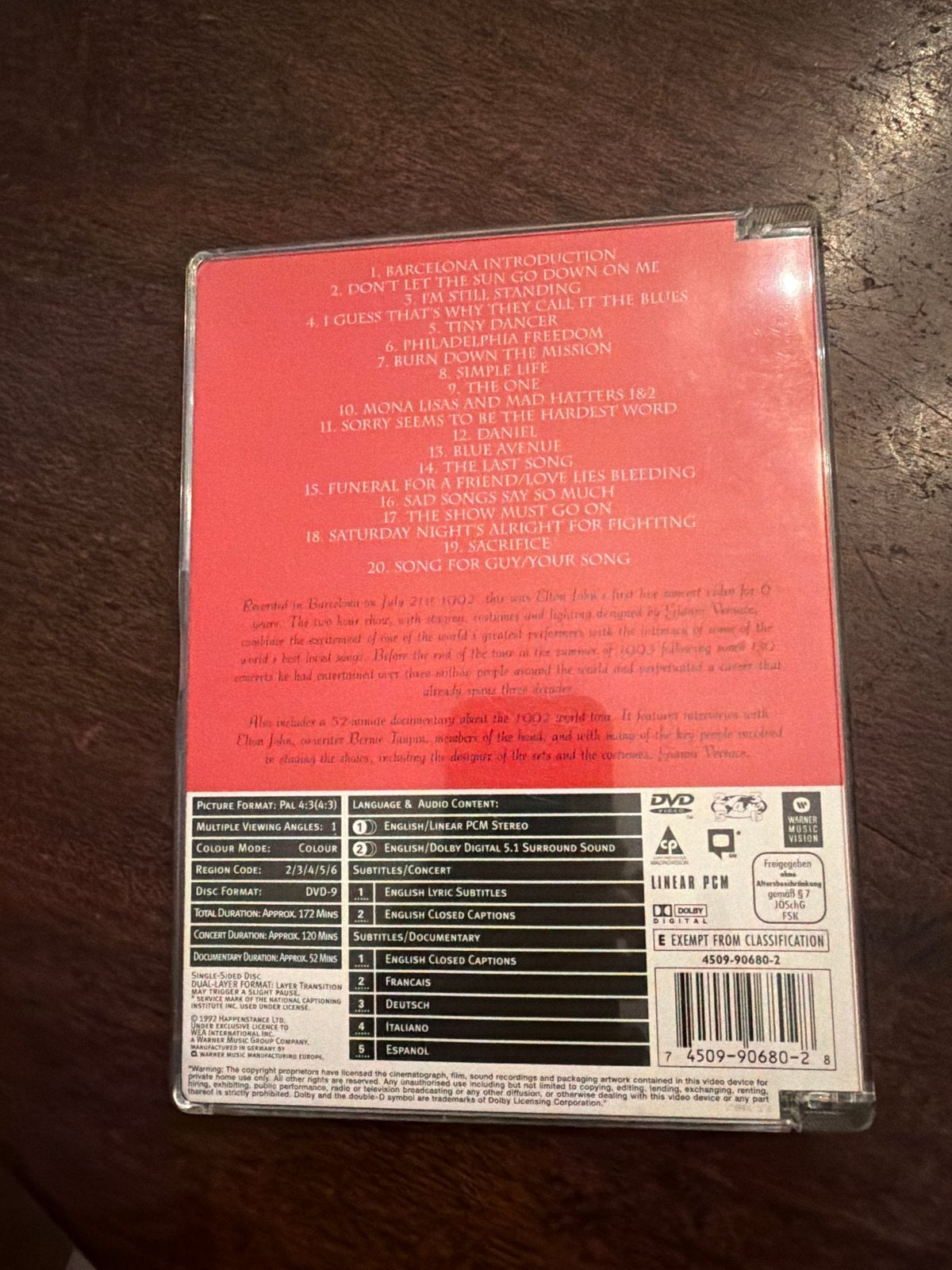 Elton John - Live in Barcelona DVD, Alle leeftijden, Nederlands, Ophalen of Verzenden, Concert