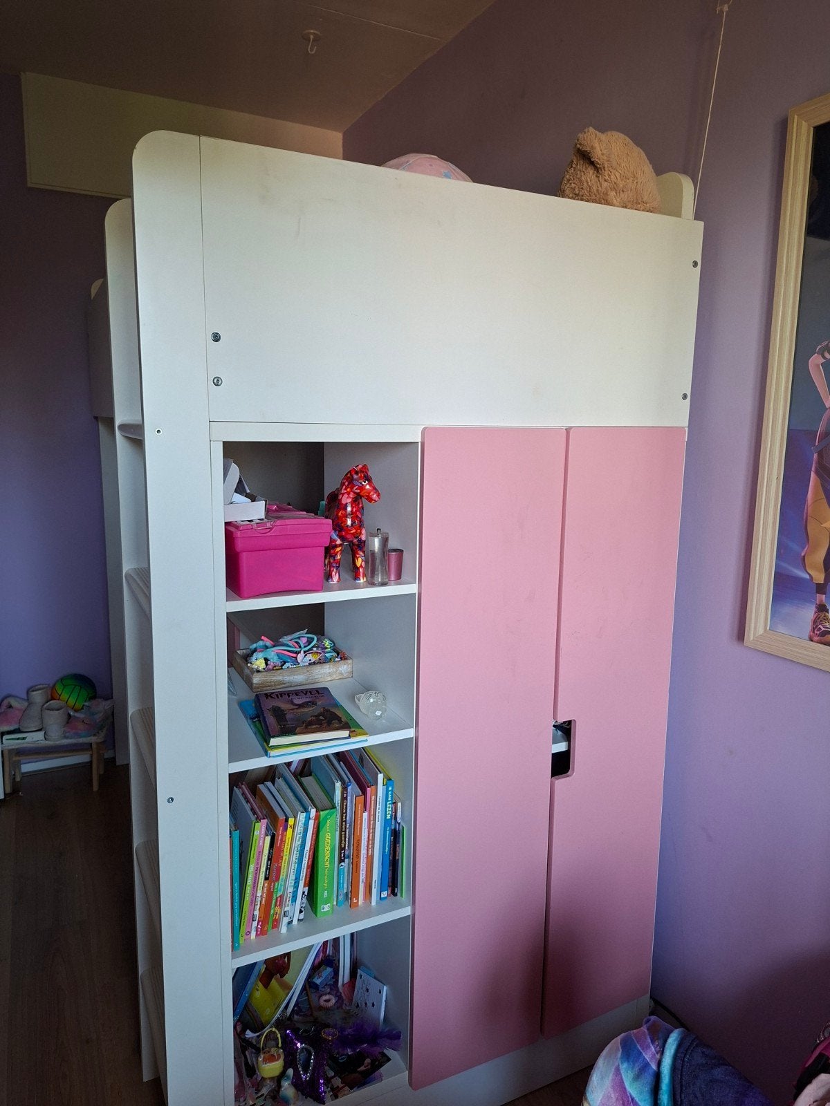 IKEA Hoogslaper met Bureau, Kast en Matras - Compleet!, Ophalen, Gebruikt, Eenpersoons, 90 cm