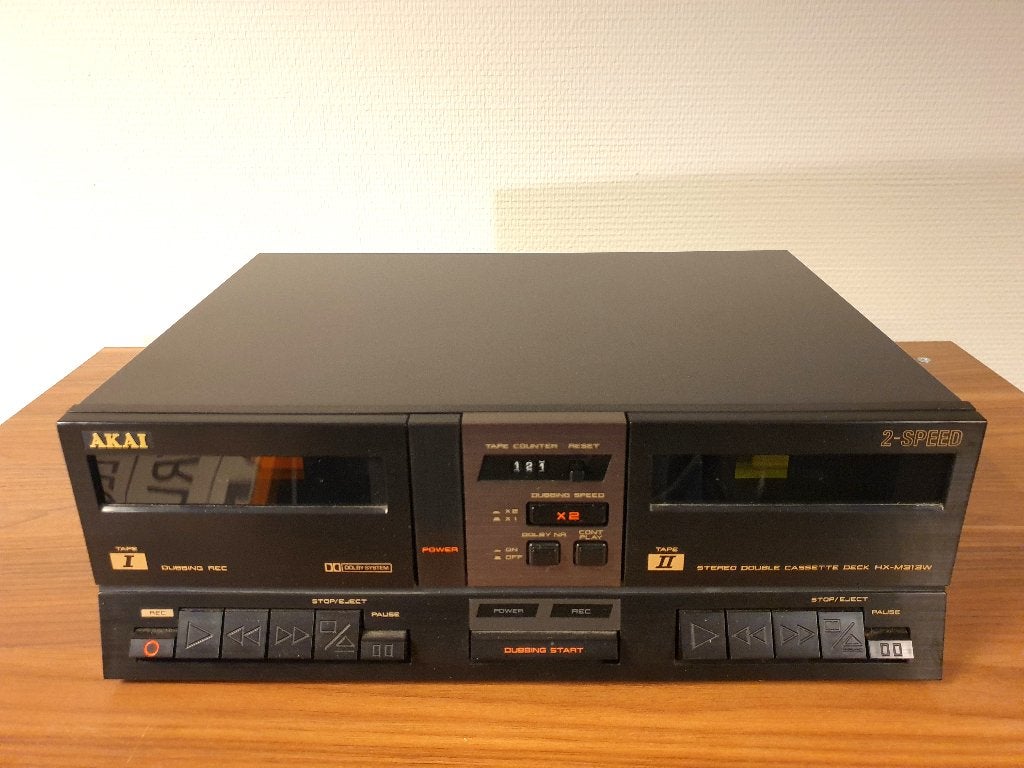 AKAI HX-M313W DUBBEL CASSETTEDECK 2-SPEED., Audio, Tv en Foto, Cassettedecks, Ophalen of Verzenden, Dubbel, Akai