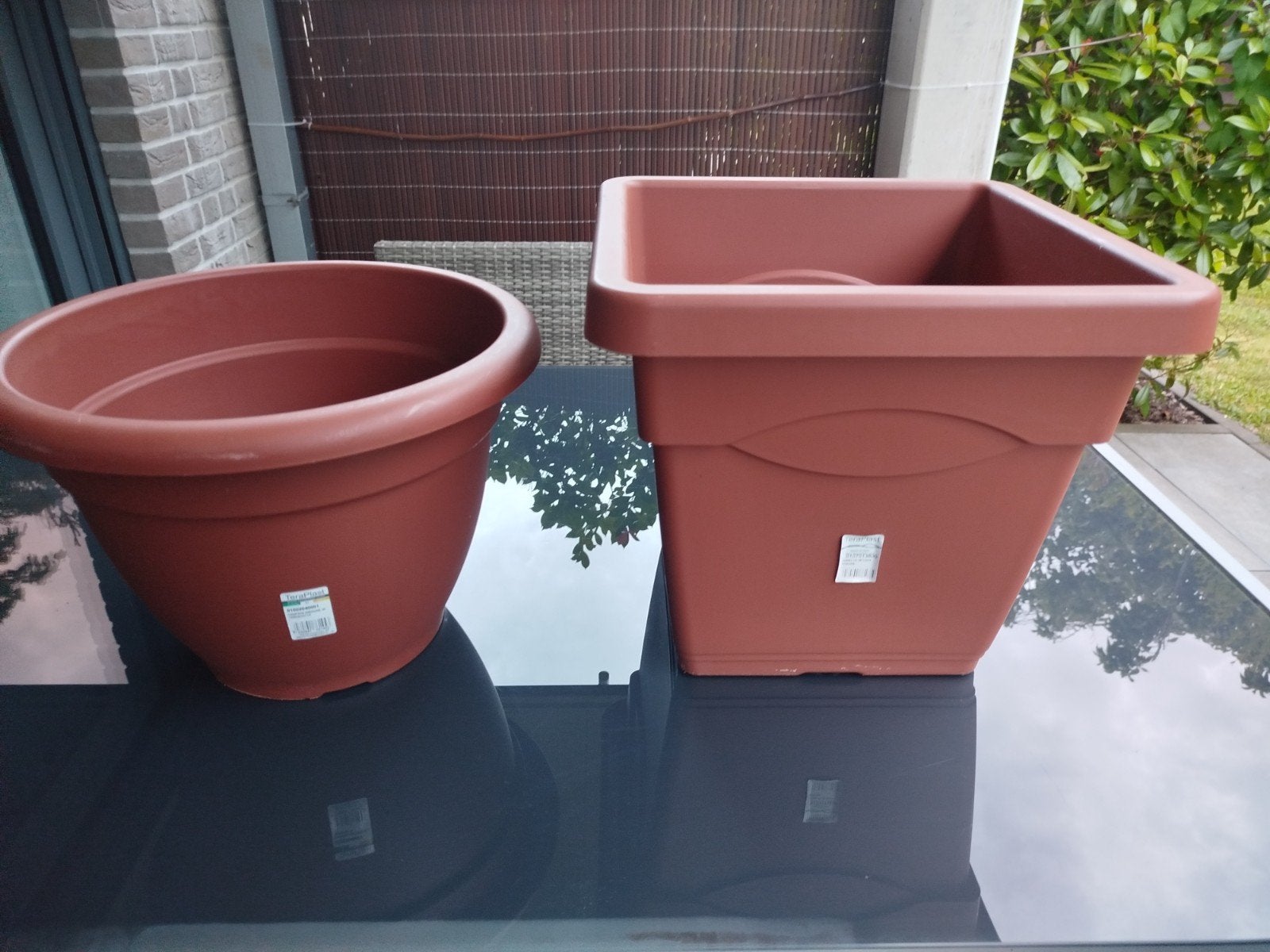 Terra cotta plastic potten, Ophalen of Verzenden, Rond, Kunststof, Tuin