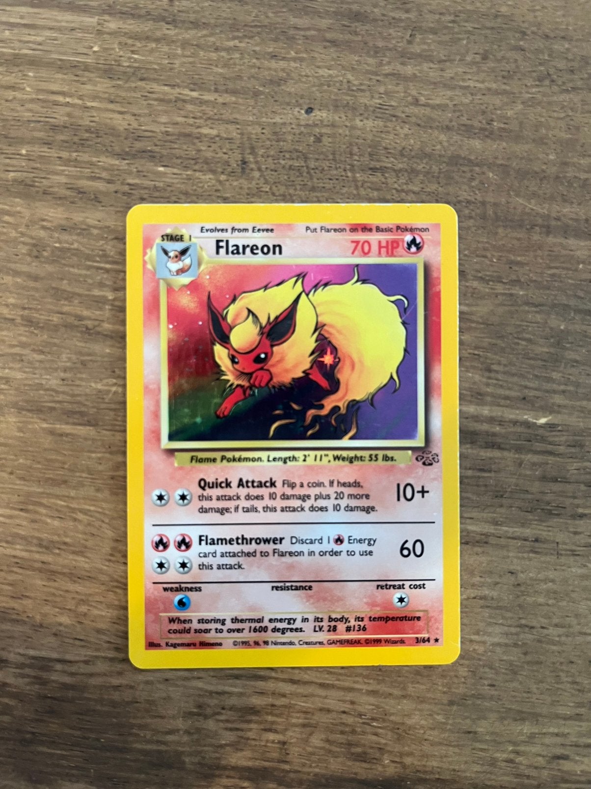 Flareon holo 3/64, Hobby en Vrije tijd, Ophalen of Verzenden, Zo goed als nieuw, Losse kaart, Foil