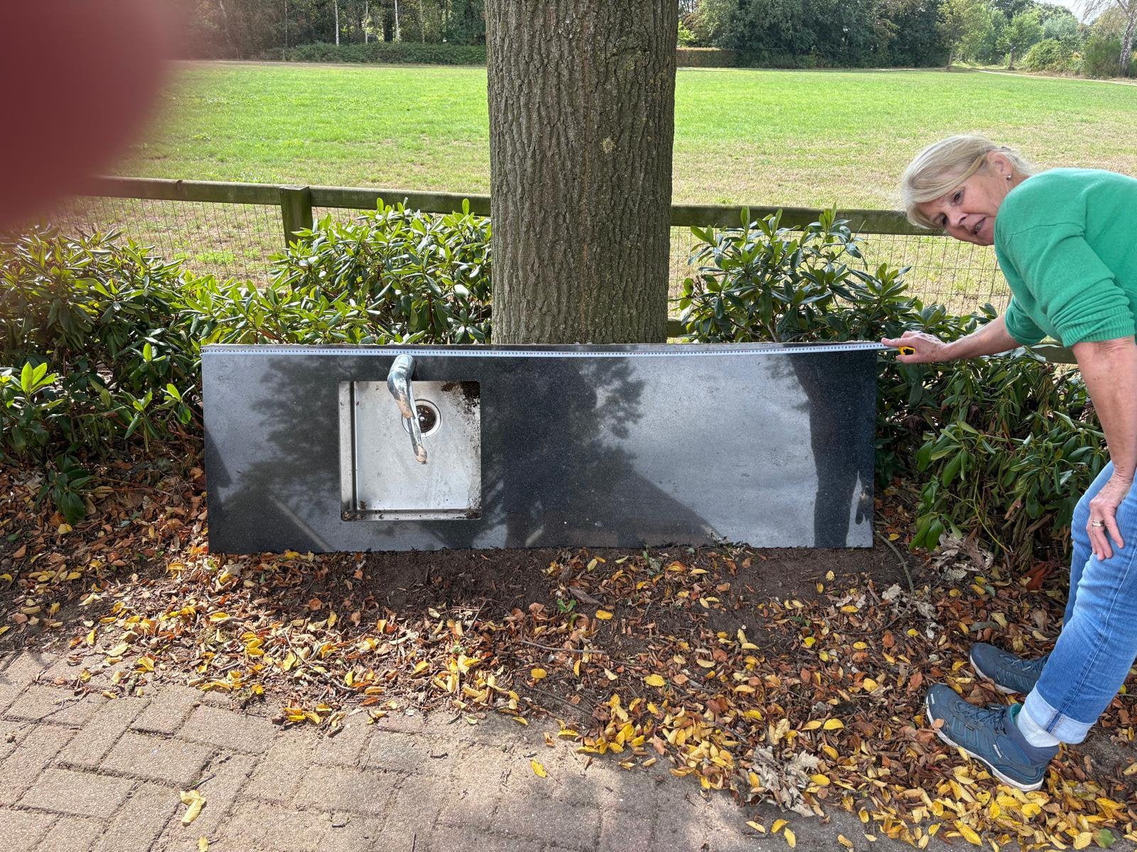 Composiet aanrechtblad met spoelbak, Overige typen, Ophalen, Zo goed als nieuw, Zwart