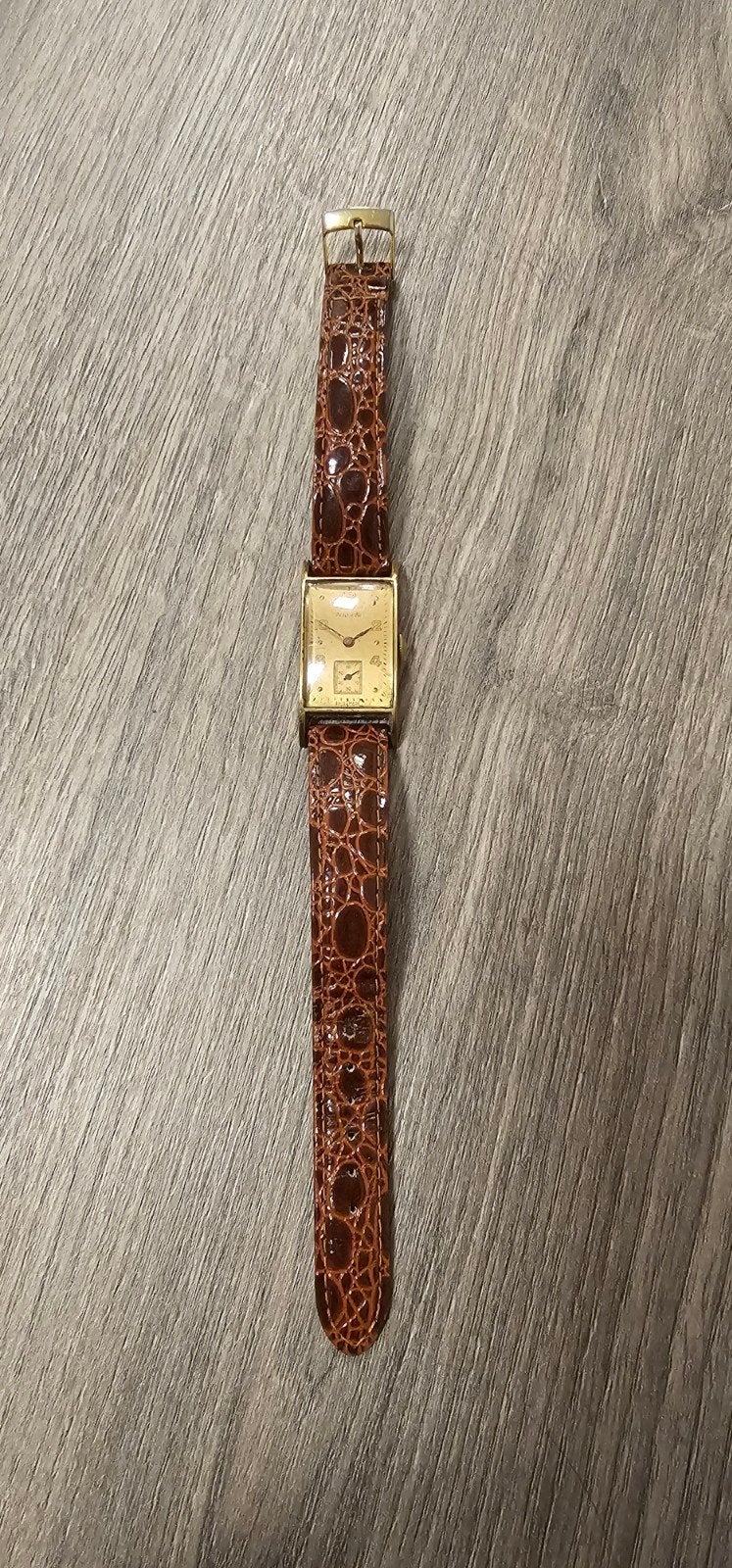 Vintage Nivada Polshorloge - Verguld met Lederen Band, Overige merken, Overige materialen, Met bandje, Polshorloge