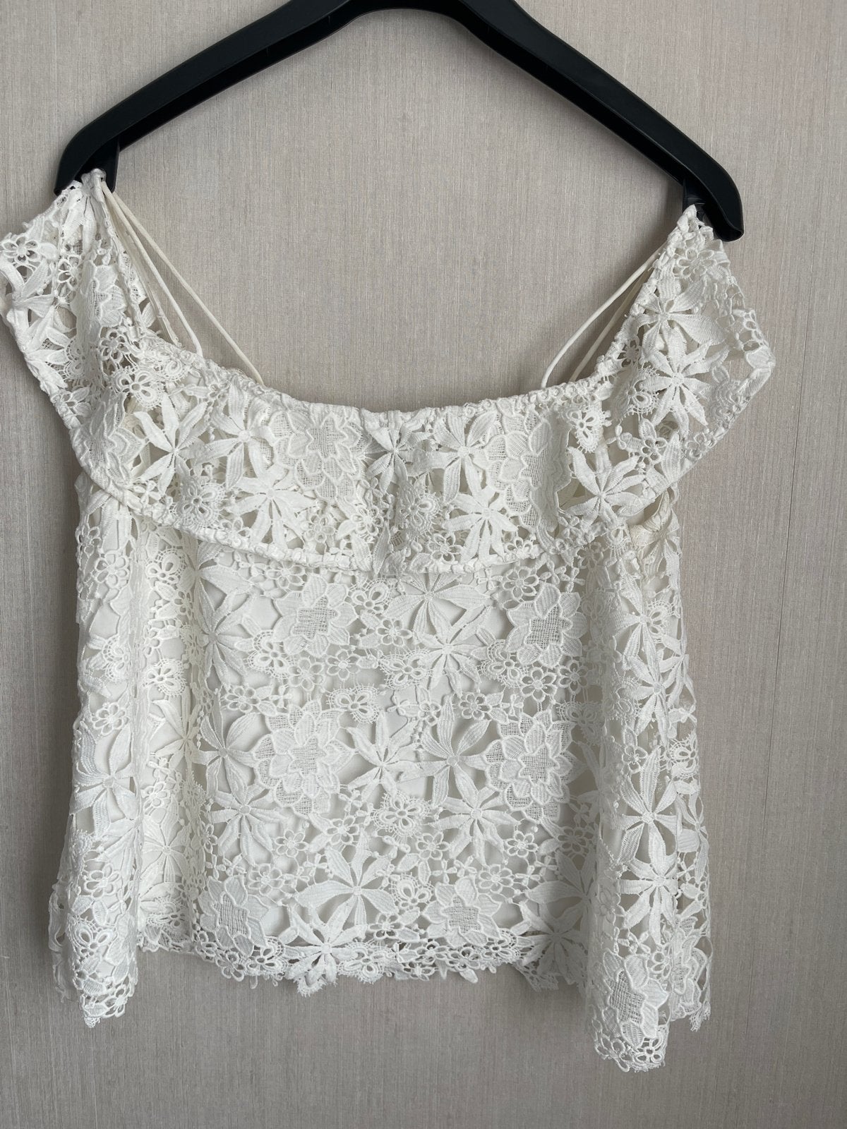 Zara Basic Collection Off-Shoulder Kanten Top Maat M, Maat 38/40 (M), Wit, Ophalen of Verzenden, Zo goed als nieuw