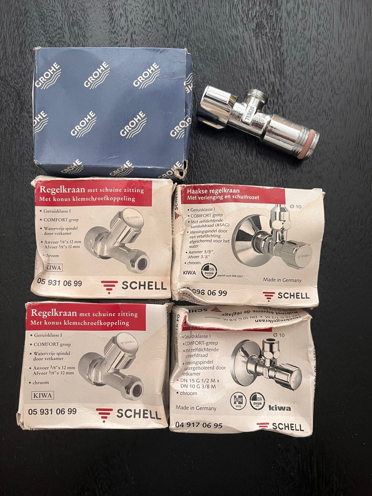 6 nieuwe Grohe/Schell hoekstopkranen, Ophalen of Verzenden, Nieuw, Rvs, Kraan