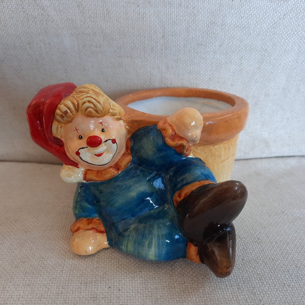 Vintage plantenbakje met clown, Ophalen of Verzenden