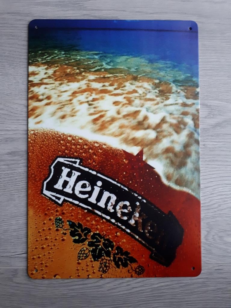 Heineken 20x30 cm Metalen Reclamebord, Verzamelen, Biermerken, Ophalen of Verzenden, Nieuw, Reclamebord, Plaat of Schild, Heineken