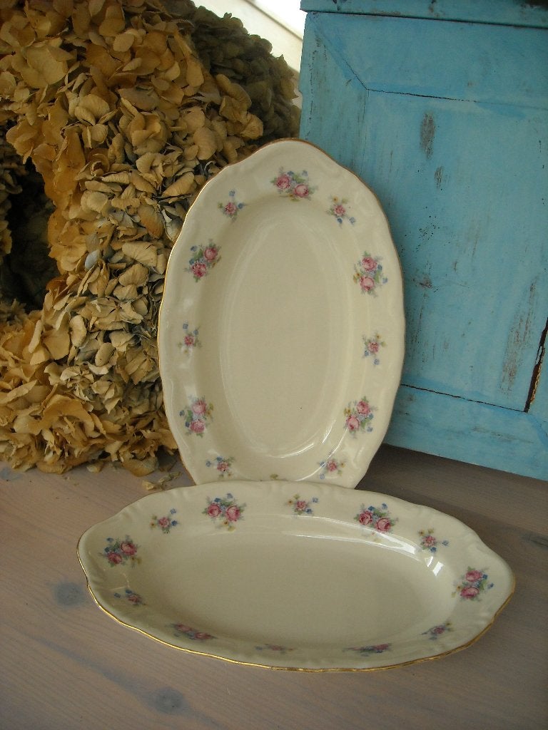 brocante serveer schalen met roosjes, Antiek en Kunst, Curiosa en Brocante, Ophalen of Verzenden