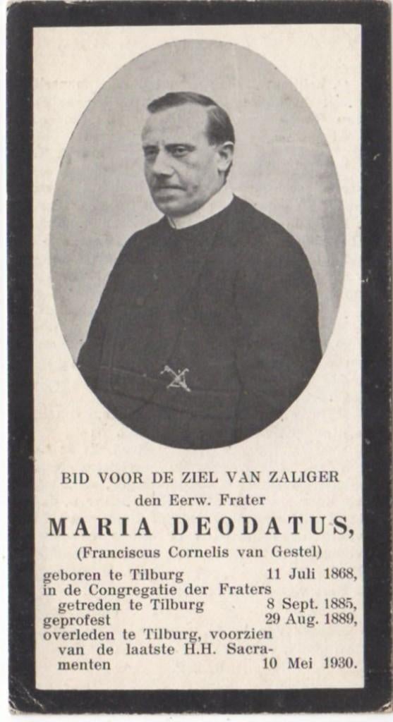 Frater Franciscus v. Gestel 1868 Tilburg + 1930 Tilburg, 61, Verzenden