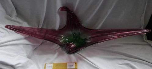 SCHITTEREND TAFELSTUK * ROSE GROEN KRISTAL * Beeldschoon *, Ophalen of Verzenden, Schaal, Glas, Handgemaakt