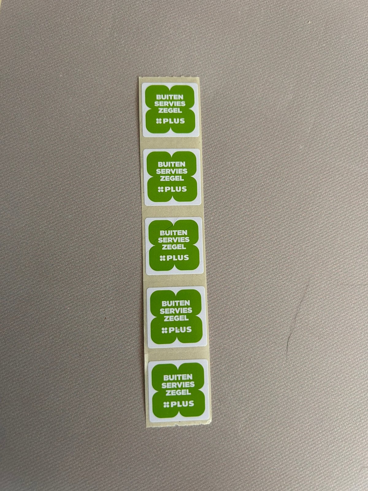 5 buiten servies zegel PLUS, Ophalen of Verzenden, Winkel, Super of Benzinepomp, Zegels, Bonnen of Punten