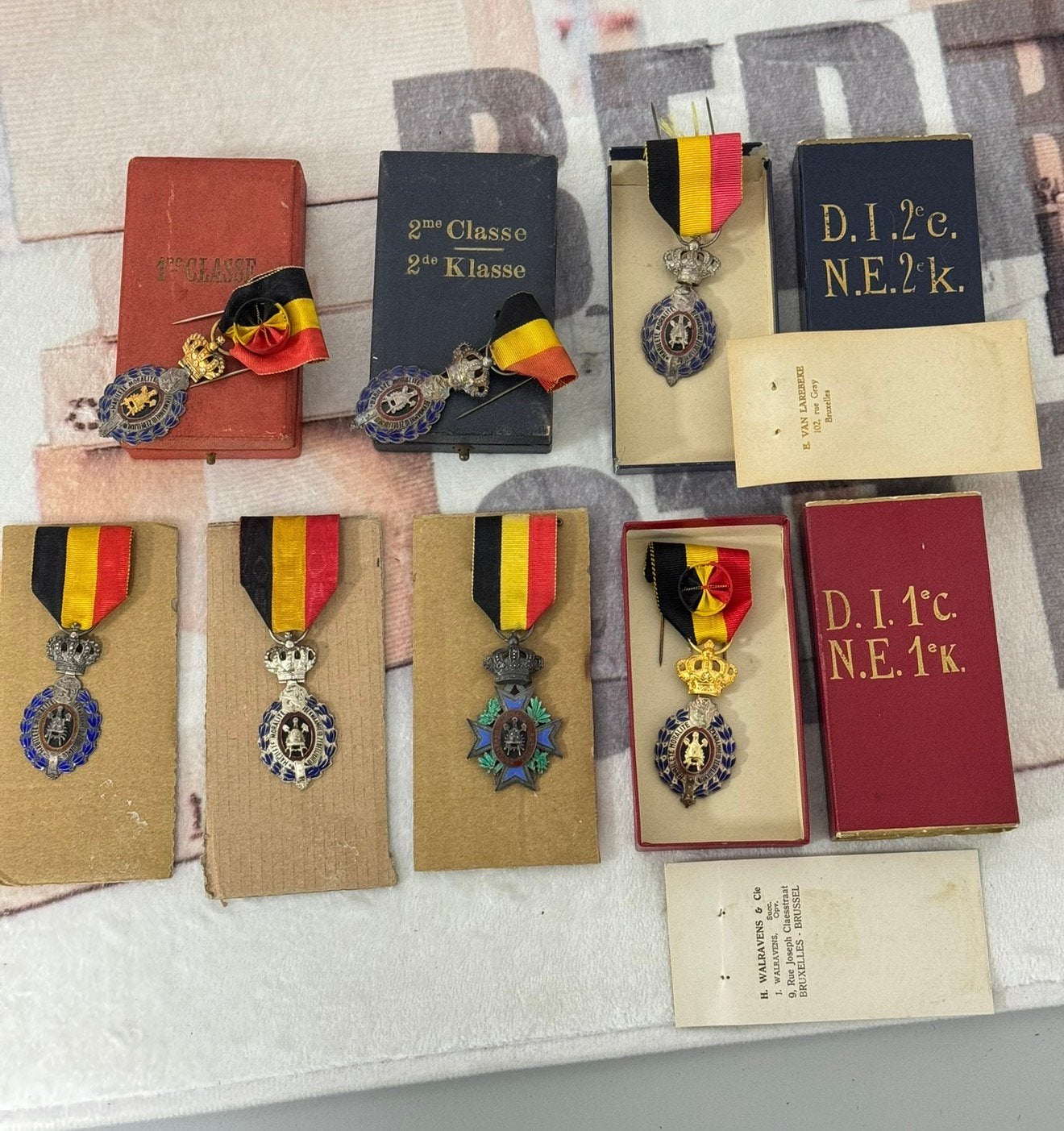 7x Belgische medaille belgie 1ste 2de klasse Dienstmedaillon, Postzegels en Munten, Penningen en Medailles, Ophalen of Verzenden