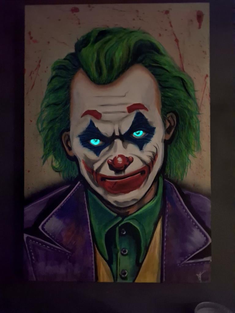 Uniek Joker Schilderij - Acryl op Canvas met Glow, Antiek en Kunst, Ophalen of Verzenden