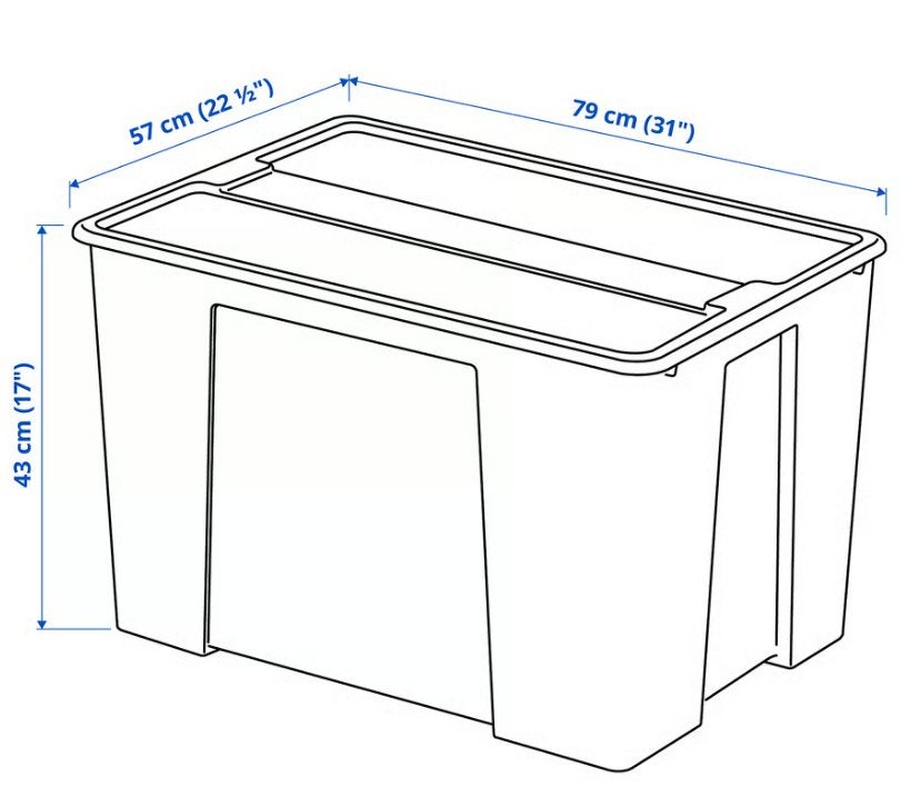 2 x Ikea Samla 130L bak met deksel opbergdoos storage, Ophalen, Gebruikt, 75 tot 100 cm, Minder dan 40 cm