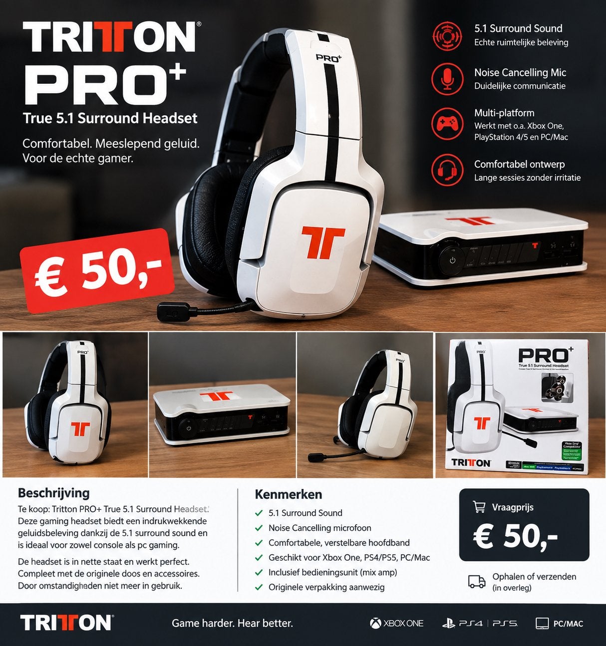 Tritton Pro+ 5.1, Ophalen of Verzenden, Overige merken, Surround