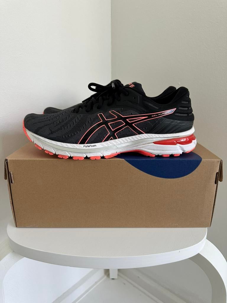 Zwarte Asics Gel-Pursue 7 hardloopschoenen in maat 43.5, Hardloopschoenen, Ophalen of Verzenden, Zo goed als nieuw, Hardlopen