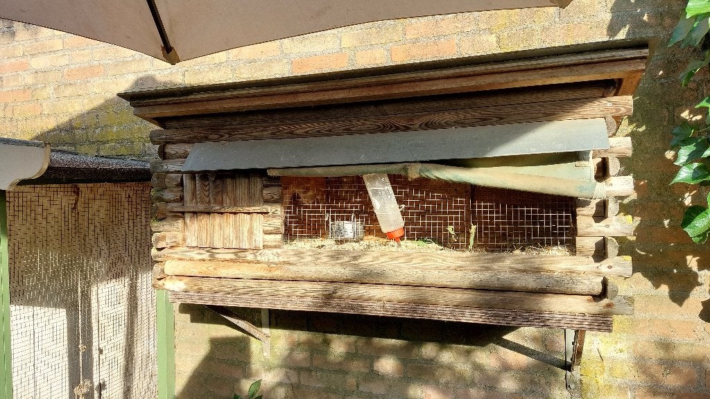 Gratis konijnenhok, Dieren en Toebehoren, Knaagdieren en Konijnen | Hokken en Kooien, Ophalen, Gebruikt, 90 cm of meer, Konijn