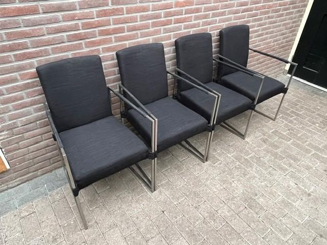Vier design eetkamerstoelen, Ophalen, Gebruikt, Zwart, Vier