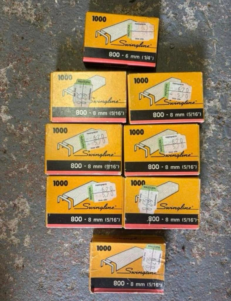 Kleine 8000 Swingline Nietjes 800 serie 1X6 & 6X8 mm vol, Ophalen of Verzenden, Gebruikt
