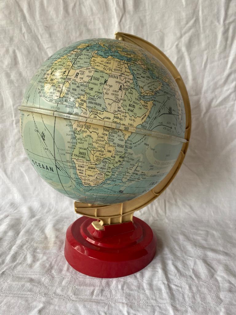 Globe wereldbol vintage aardbol blik, Ophalen of Verzenden
