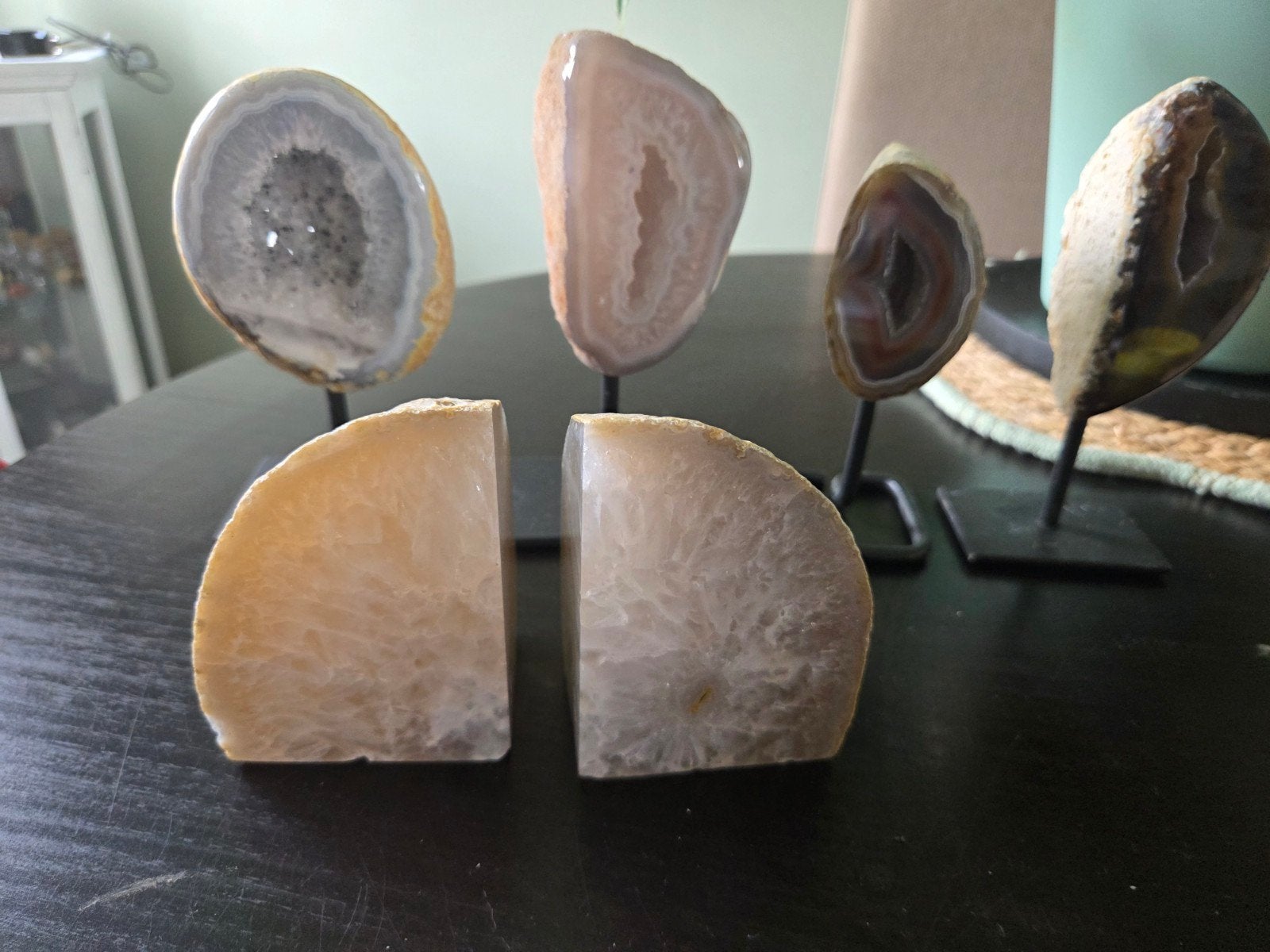Agaten Geodes en Boekensteunen - Natuurlijke Decoratie, Verzamelen, Ophalen of Verzenden