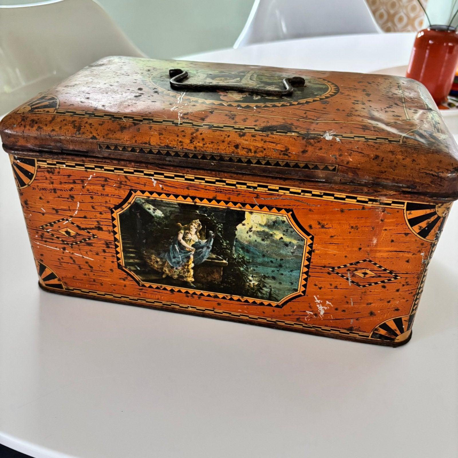 Brocante rechthoekig sprookjesblik, Verzamelen, Verzenden, Gebruikt, Overige, Overige merken
