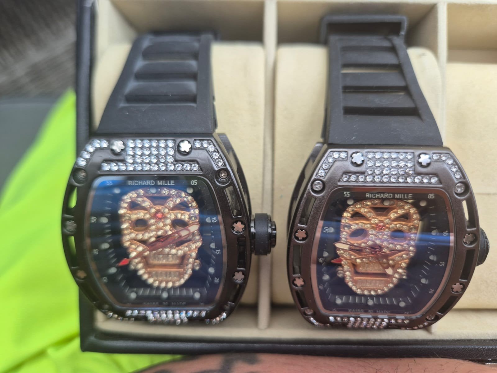 Richard Mille Doodshoofd Horloge Zwart, Overige merken, Overige materialen, Gebruikt, Polshorloge