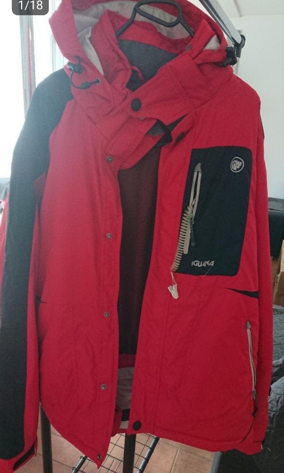 Heren jas rood/zwart maat 2XL - Iguana Aqua-Trail 5000, Overige maten, Ophalen of Verzenden, Iguana, Gedragen