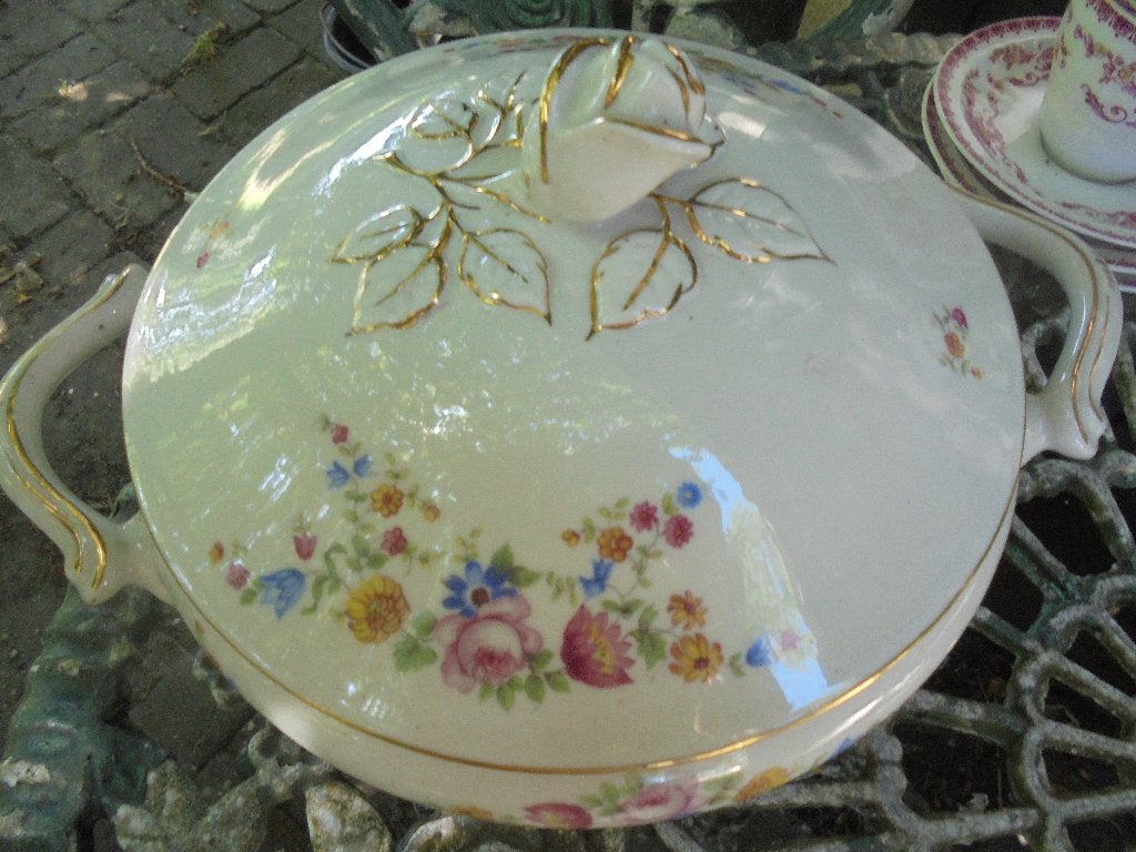 Dekschaal + ovale Vleesschaal Rieber Bavaria bloemen roosjes, Antiek en Kunst, Ophalen of Verzenden