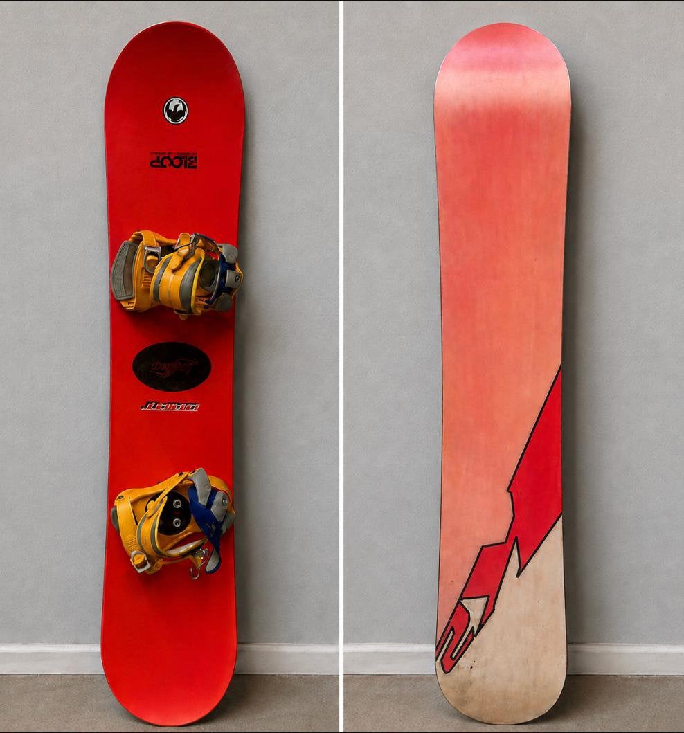 Exile Dragon Bloop Snowboard Red with Yellow Bindings 145, Ophalen of Verzenden, Zo goed als nieuw, Board