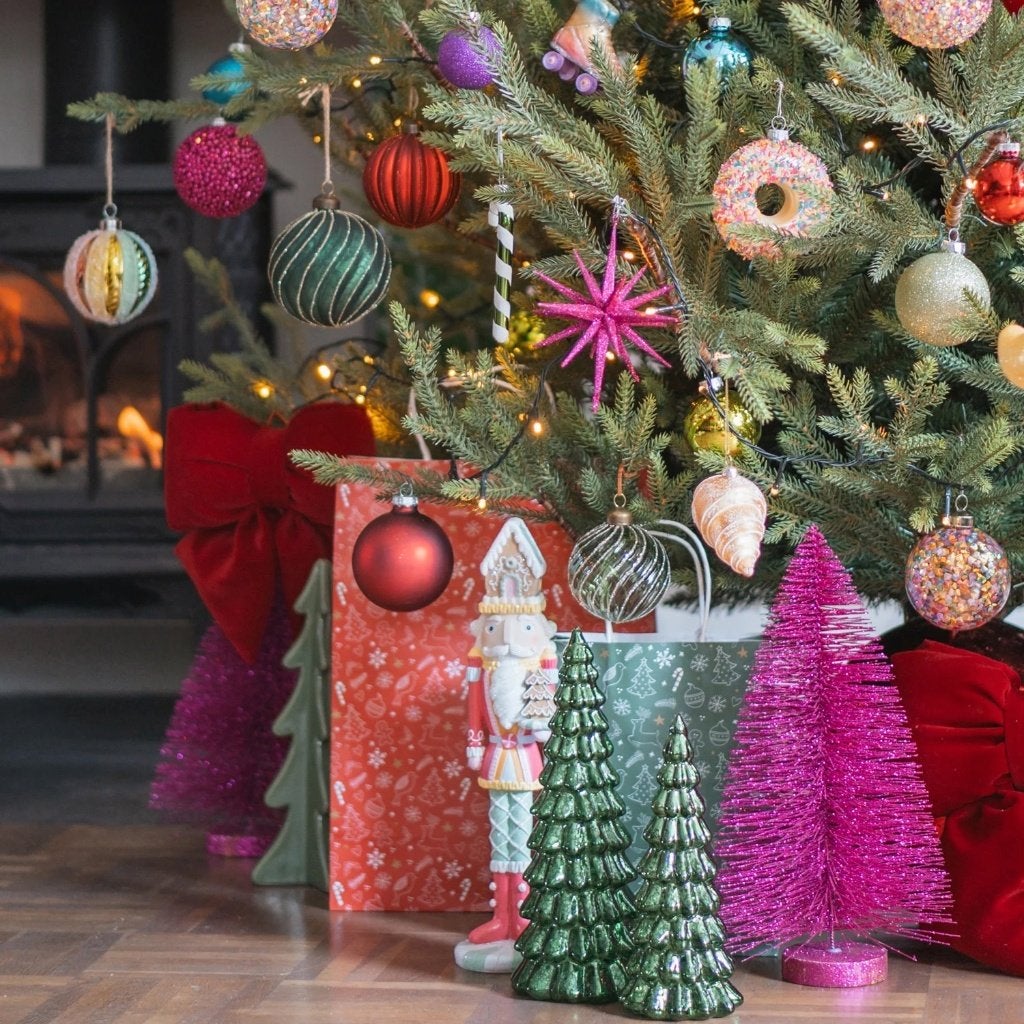 Kerstboompje fuchsia roze glitters 33 cm hoog, Ophalen of Verzenden, Nieuw