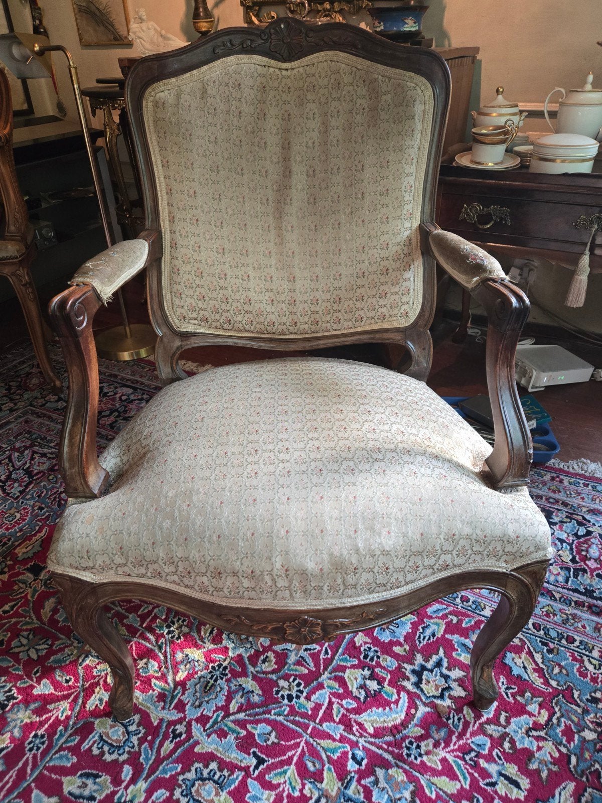 Antieke fauteuil Louis XV, Ophalen