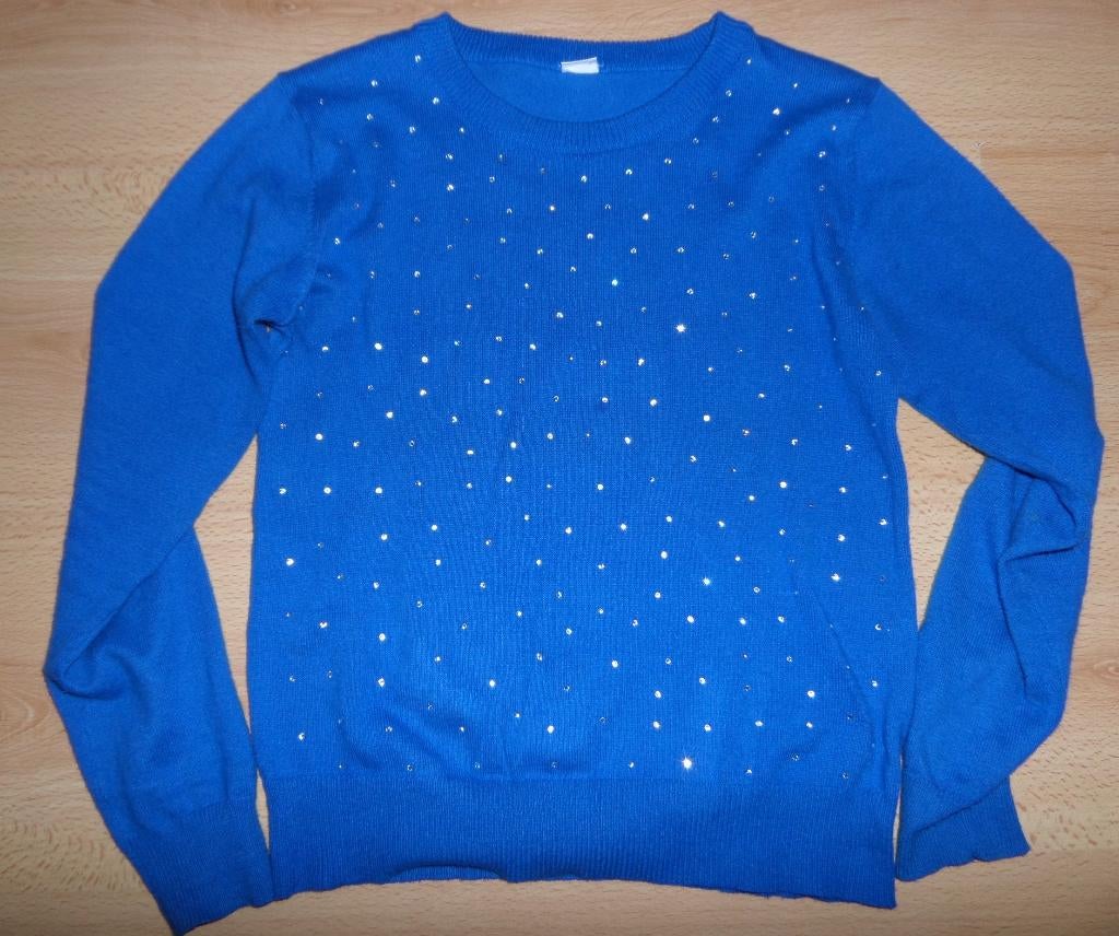Dunner, kobaltblauw truitje met glitters maat 134/140: ZGAN, Kinderen en Baby's, Kinderkleding | Maat 134, Ophalen of Verzenden