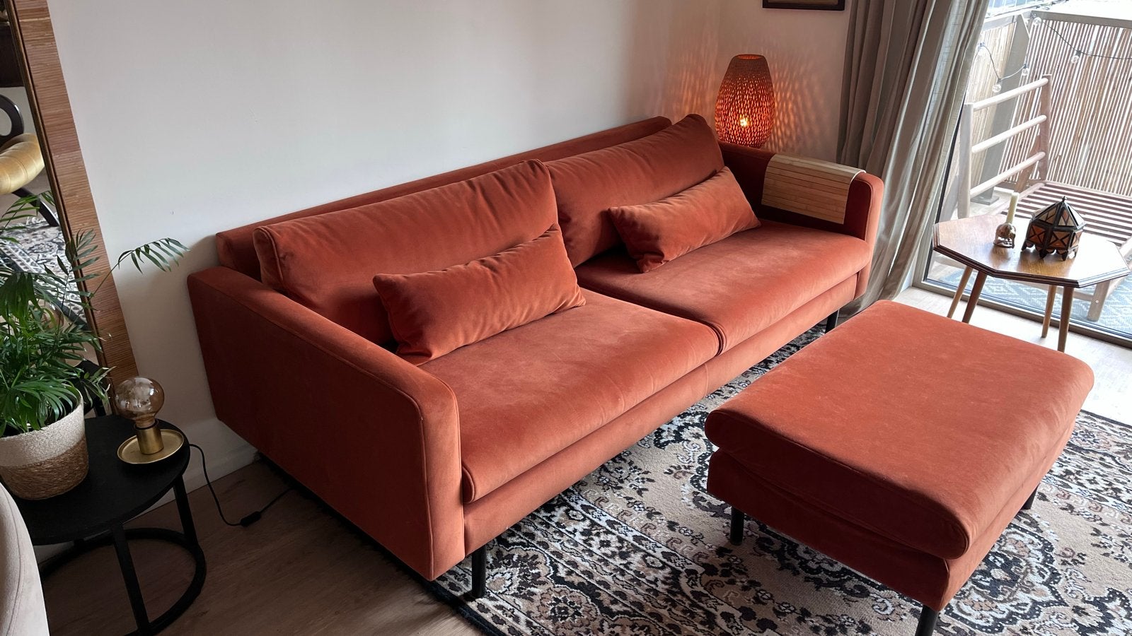 3-zits bank NOUS living met bijpassende poef, Ophalen, Driepersoons, 75 tot 100 cm, Zo goed als nieuw
