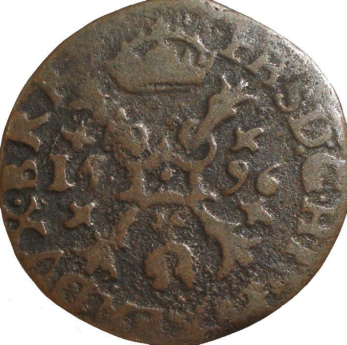 Spaanse Nederlanden - Brabant 0,5 liard 1596 (gigot, kruis), Ophalen of Verzenden, Vóór koninkrijk, Overige waardes, Losse munt