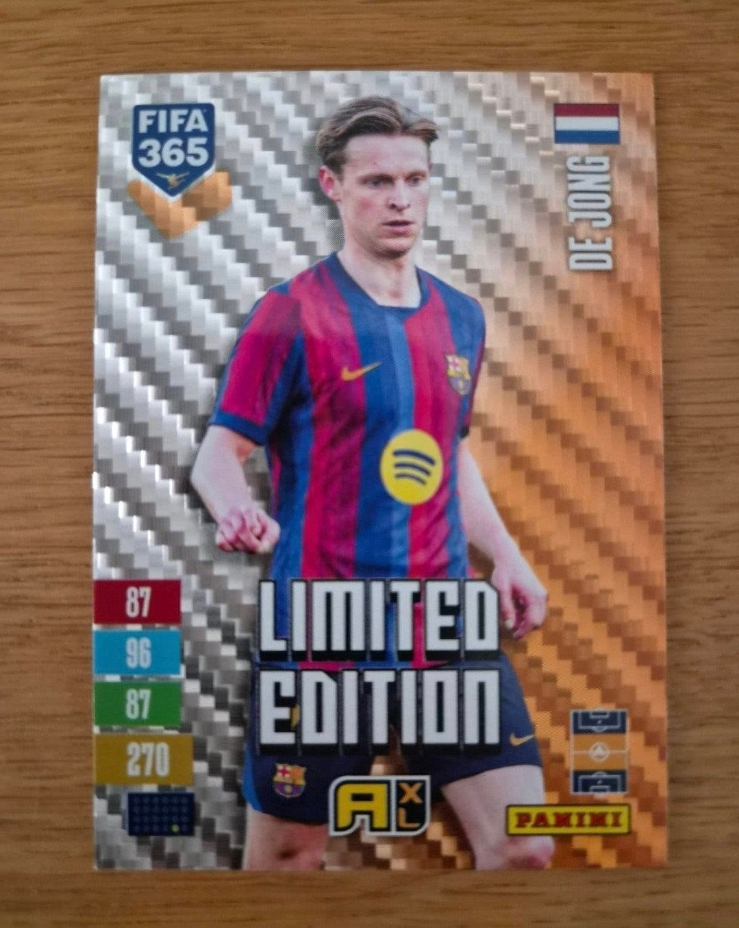 Frenkie de Jong Limited Edition Panini adrenalyn 365 XL, Ophalen of Verzenden, Zo goed als nieuw