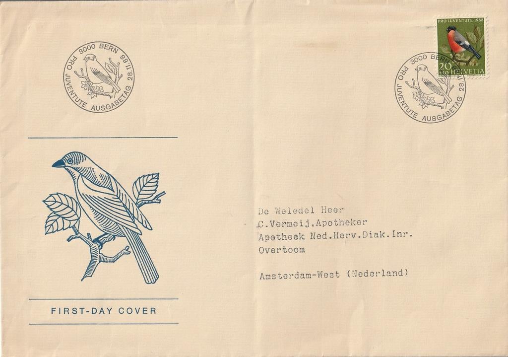 FDC Pro Juventute 1968, Postzegels en Munten, Postzegels | Eerstedagenveloppen, Ophalen of Verzenden, Beschreven, Europa