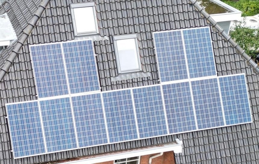 10 zonnepanelen met bevestigingsmateriaal, Ophalen, Gebruikt, Paneel, 200 wattpiek of meer