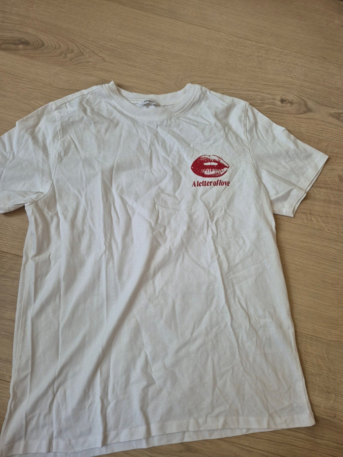 The Sting T-shirt met rode lippen print - Amy & Ivy, Ophalen, AMY&IVY, Wit, Zo goed als nieuw