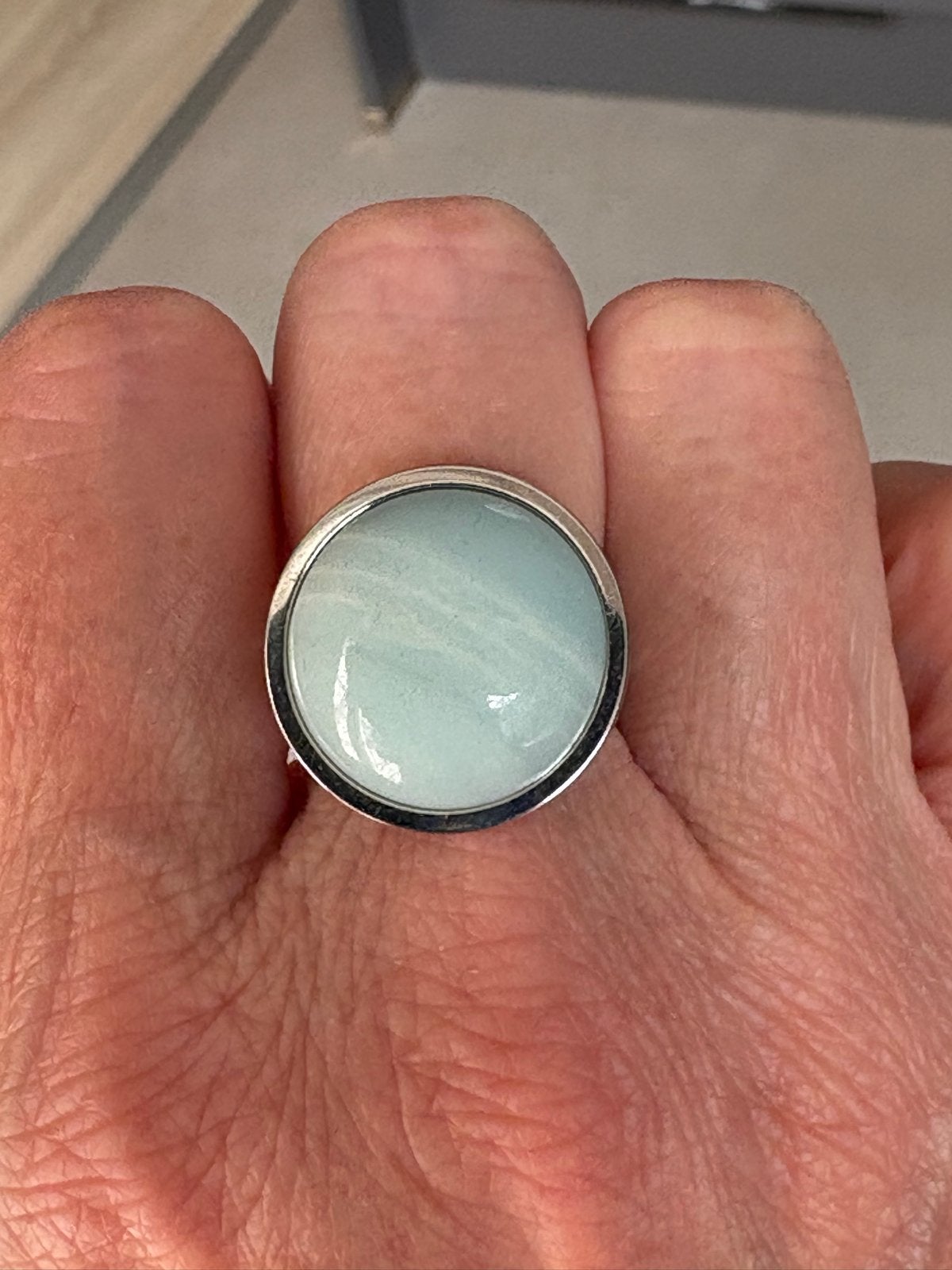Verstelbare Amazoniet edelsteen ring van RVS, Sieraden, Tassen en Uiterlijk, Ringen, 18 tot 19, Nieuw, Cariadgems@hotmail.com