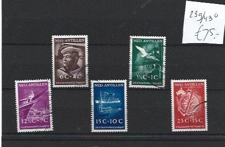 Nederlandse Antillen serie 239/43 gestempeld c.w 75 euro, Ophalen of Verzenden