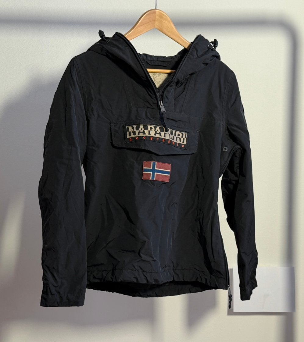 Napapijri Geographic Rainforest Anorak Zwart-Vintage(Maat S), Ophalen of Verzenden, Gedragen, Maat 36 (S), Zwart