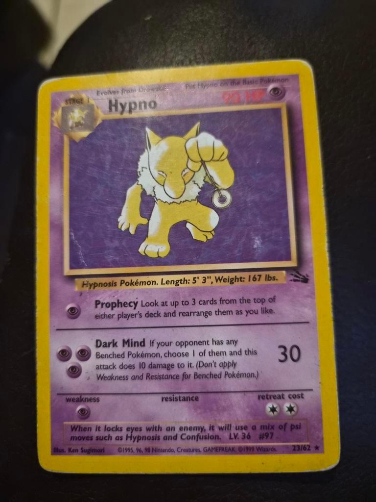 Hypno non holo fossil 23/62, Ophalen of Verzenden, Gebruikt, Losse kaart, Foil