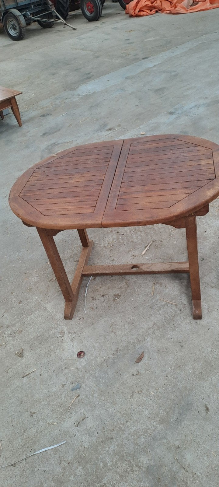 Uitschuifbare Teakhouten tafel - Ovaal, Tuin en Terras, Tuintafels, Ophalen of Verzenden, Zo goed als nieuw, Ovaal, Teakhout