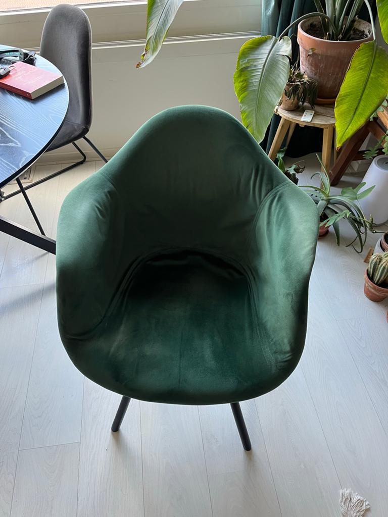 Groene velvet kuipstoel - Af te halen in Utrecht, Ophalen, Gebruikt, Overige kleuren, Eén