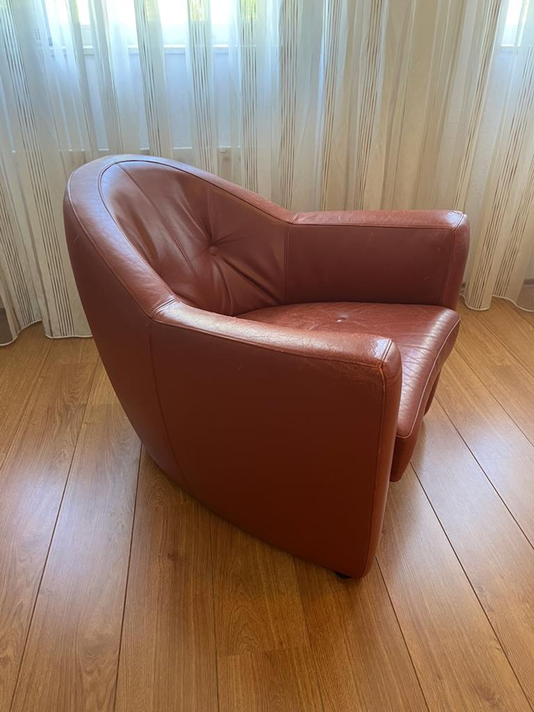 Lederen Leolux Carabas fauteuil, Ophalen, Gebruikt, Modern, 50 tot 75 cm