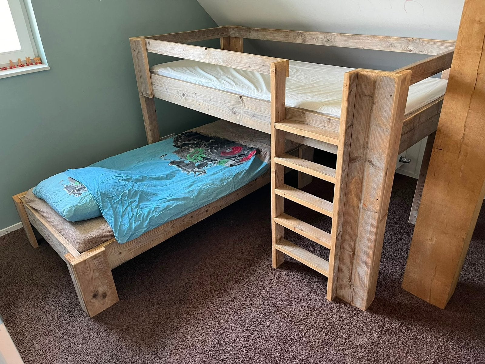 Stoer stapelbed, Huis en Inrichting, Slaapkamer | Stapelbedden en Hoogslapers, Ophalen, Tweepersoons, Minder dan 160 cm, Zo goed als nieuw