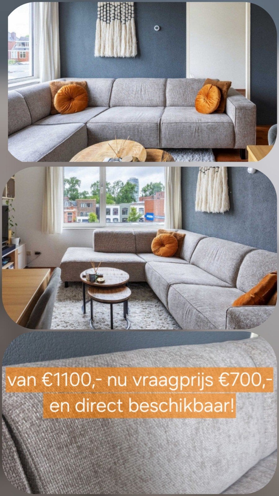 🤗✅️ Moderne Kwantum Hoekbank - Taupe - Zo Goed Als Nieuw", Ophalen, Hoekbank, Nieuw, 200 tot 250 cm
