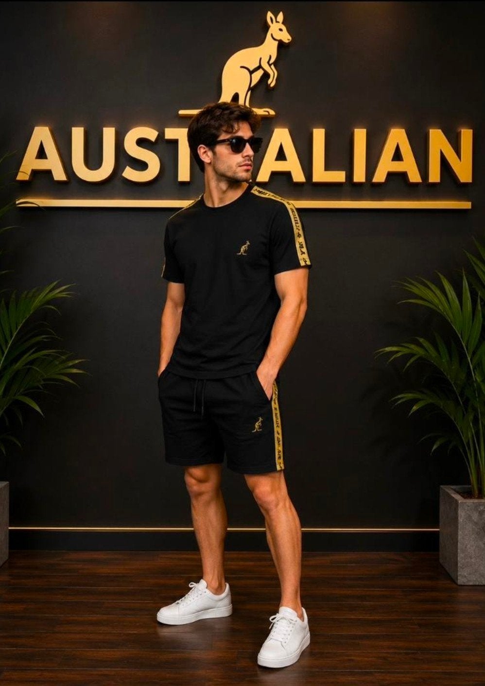 Nieuwe Australian korte broek en shirt set - diverse maten, Zwart, Nieuw, Overige maten, Ophalen of Verzenden