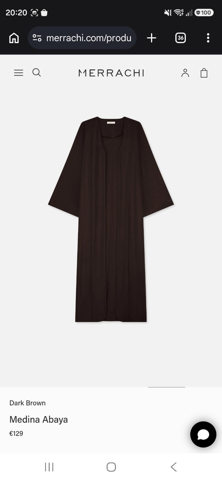 NIEUW!! Donkerbruine MERRACHI Medina Abaya XL, Bruin, Maat 46/48 (XL) of groter, Nieuw, Ophalen of Verzenden